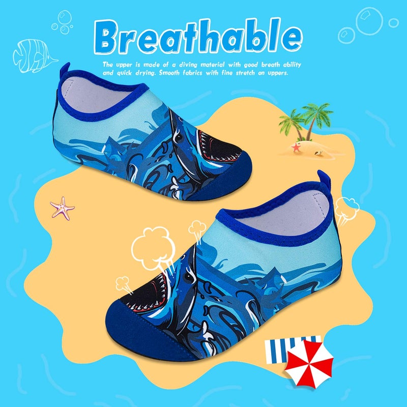 WateLves Kids Water Shoes Toddler Girls Boys Barefoot Non-Slip Quick Dry Aqua Socks for Beach Swim Walking (Big Shark, 28/29) - Image 2